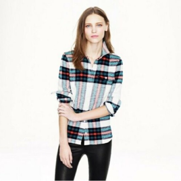 RARE Jcrew Retail Rock Salt Plaid Flannel Boy Shirt - 00 - Picture 2 of 7